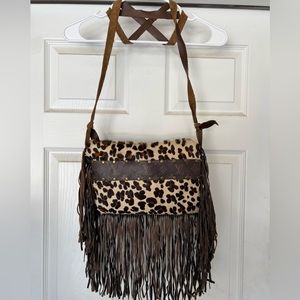 Boho Long Strap/Crossbody Purse with Louis Vuitton Patch